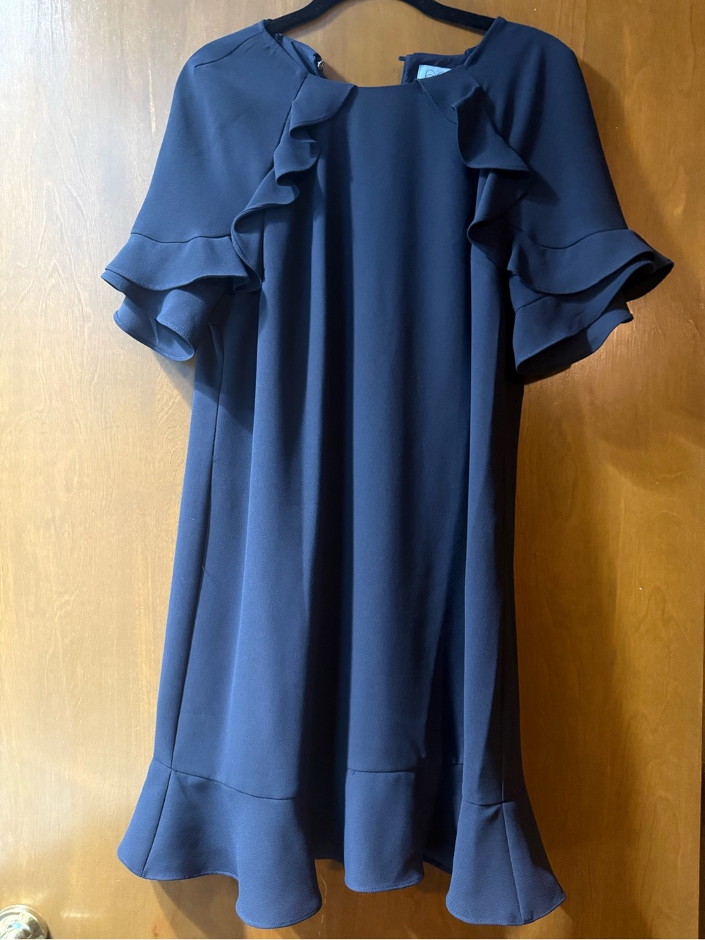CeCe Navy Ruffle Midi Dress